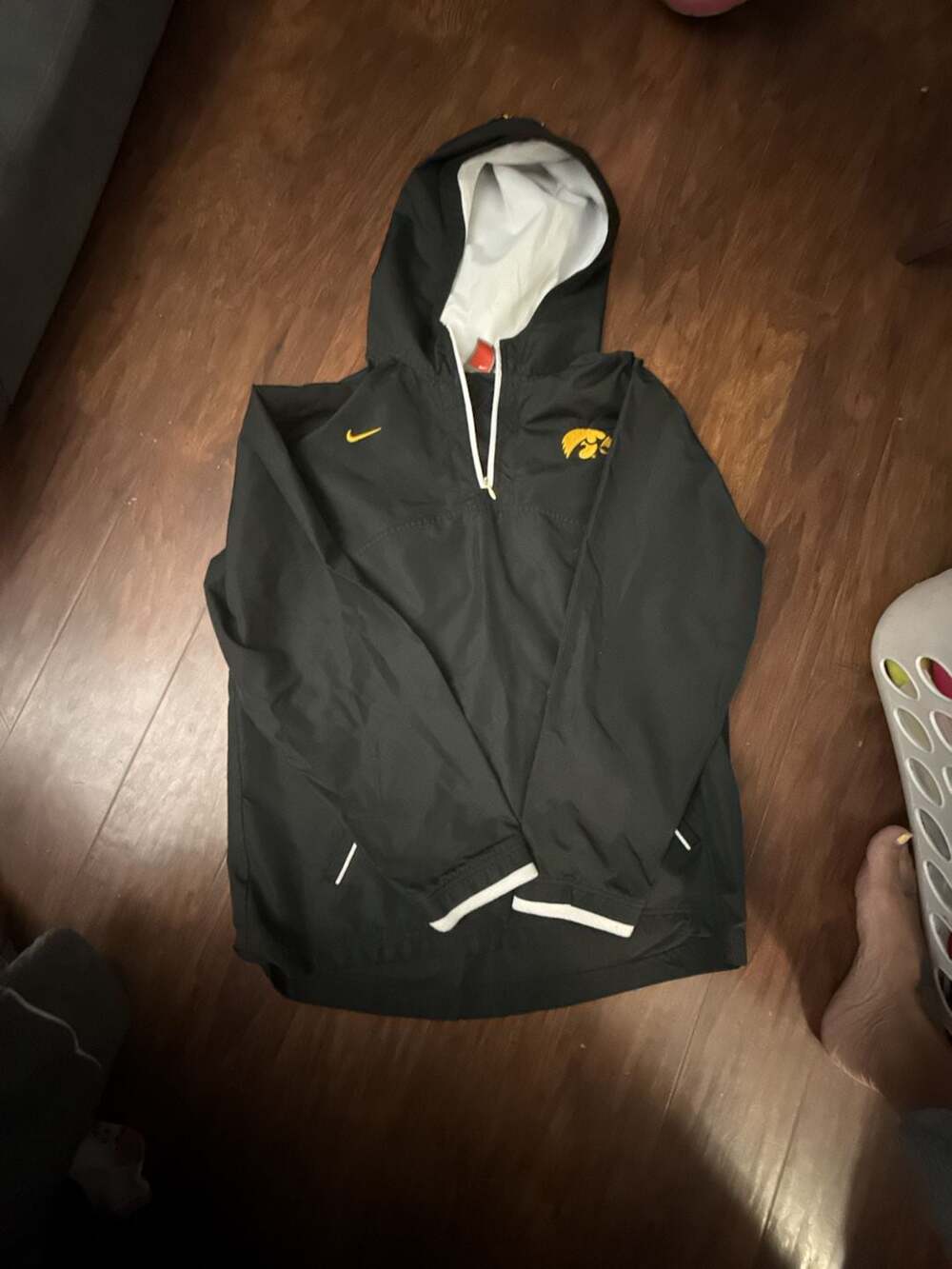 Nike Team Iowa Hawkeyes Half-Zip Hooded Anorak Windbreaker Jacket